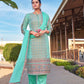 SKY BLUE JACQUARD UNSTITCHED SUIT SET - MishMesh