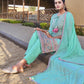 SKY BLUE JACQUARD UNSTITCHED SUIT SET - MishMesh